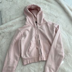 Cropped baby pink brandy Melville hoodie